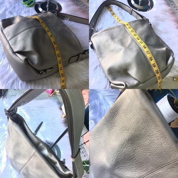 Coach Vintage Metallic Silver Leather Shoulder Satchel Duffel Bag Purse - Picture 13 of 15